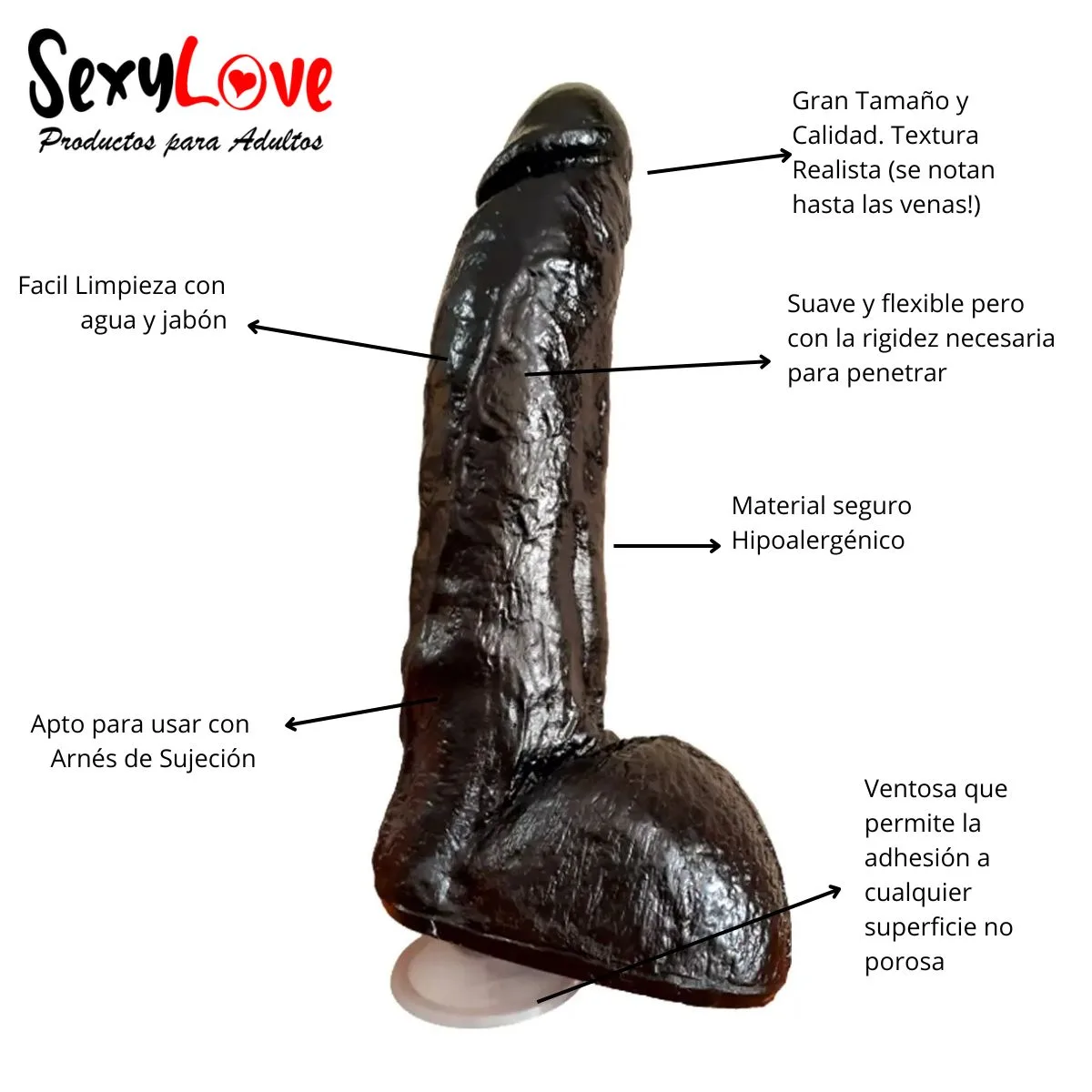 Consolador Pene Silicona Gran Tamaño 27x6.5cm - Imagen 5