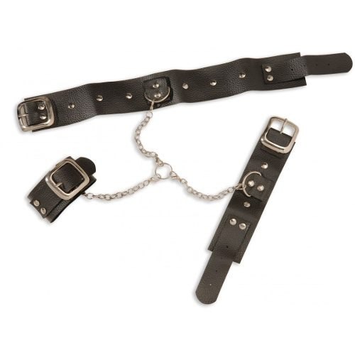 Collar Esposas y Cadena de Cuero - Sado Sumision - Imagen 2
