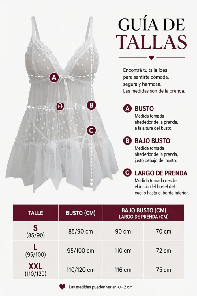 Camisolin Baby Doll de Tul "Novia" (AL215) Talle 80 al 103