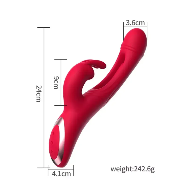 Vibrador 3 en 1 Dildo + Estimulador de Clítoris + Estimulador punto G Recargable USB - Imagen 3