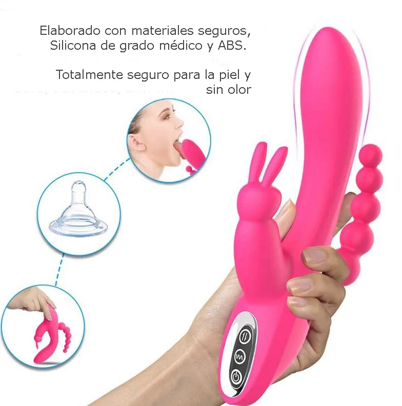 Vibrador Rabbit Triple - Recargable USB - Imagen 6
