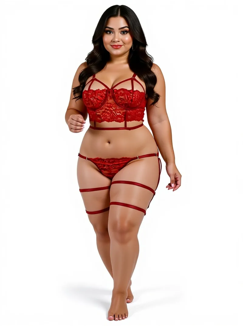 Conjunto Salome Lenceria con Portaligas y Arnes (art 2017) Talle 85 al 120